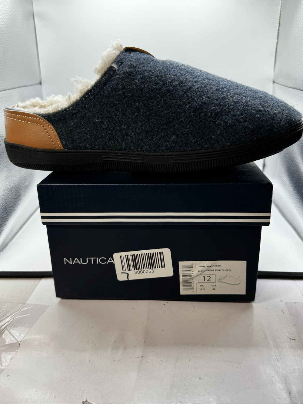 Nautica Men’s Dark Gray Slip-On Fleece Lined Slipper